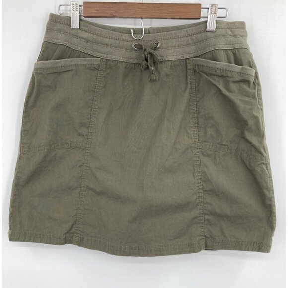 Croft & Barrow Stretch Olive Green Skort Women 12 Elastic Waist Drawstring Pocke - Picture 1 of 8